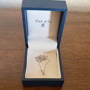 Blue Nile Silver Necklace with aquamarine and diamond pendant